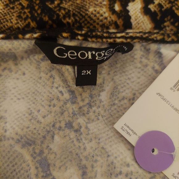 💥3/$25💥 NWT George Snake Print Bodysuit Short Sleeve V-Neck plus size 2x - Picture 4 of 6